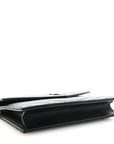 Grain De Poudre Matelasse Chevron Monogram Envelope Chain Wallet Black