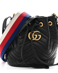 Calfskin Matelasse Sylvie Web GG Marmont Bucket Bag Black