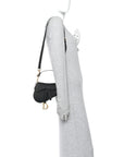 Grained Calfskin Mini Saddle Bag With Strap Black