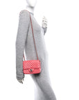 Lambskin Chevron Quilted Mini Square Flap Pink