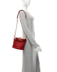 Calfskin Quilted Boy Bucket Bag Red