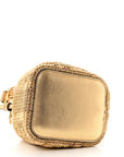 Raffia Lurex Vitello Laminato F is FNDI FF Crochet Mini Mon Tresor Bucket Bag Natural Oro