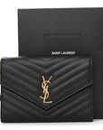 Grain De Poudre Matelasse Chevron Monogram Envelope Clutch Black