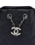 Metallic Caviar Quilted Mini CHNL 25 Handbag Dark Blue