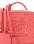 Caviar Quilted Small CC Filigree Vanity Case Coral