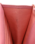 Lambskin Quilted CC Crossing Wallet On Chain WOC Pink