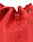 Mixed Fibers Striped Deauville Drawstring Bag Red