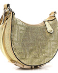 Crystal Vitello Laminato Suede FF Nano FNDIgraphy Hobo Bag Platino