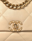 Lambskin Quilted Medium CHNL 19 Flap Beige