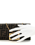 Fabric Jacquard FF 1974 Continental Wallet On Chain Tobacco Moro