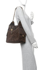 Suede Quilted Medium CHNL 25 Handbag Dark Brown