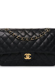 Caviar Quilted Medium Double Flap Black