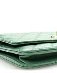 Lambskin Quilted Trendy CC Wallet On Chain WOC Green