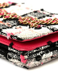 Tweed Calfskin Signe Wallet On Chain WOC Black Pink Orange