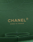 Metallic Caviar Quilted Jumbo Double Flap Green