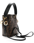 Vitello Liberty F is FNDI Bi-Color FF 1974 Embossed Mini Mon Tresor Bucket Bag Maya Black