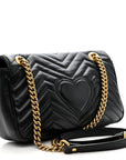 Calfskin Matelasse Small GG Marmont Shoulder Bag Black
