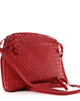 Nappa Intrecciato Nodini Crossbody Messenger Red