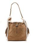 Suede Shearling Quilted Medium CHNL 25 Handbag Beige Natural