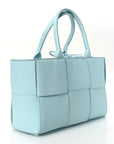 Grained Calfskin Maxi Intrecciato Small Arco Tote Pale Blue