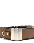 Shiny Glazed Fabric Vachetta FF 1974 Mini Baguette Trunk Mogano Panna Cuoio