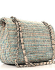 Tweed Quilted Medium Double Flap Blue Multicolor