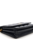 Lambskin Quilted CC Pearl Enamel Clutch on Chain WOC Black