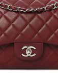 Caviar Quilted Jumbo Double Flap Dark Red