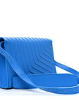 Grained Calfskin Embossed Car Flap Bag Petroleum Blue