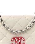 Caviar Quilted CHNL 19 Wallet On Chain WOC White Pink