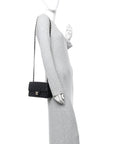 Lambskin Quilted Mini Rectangular Flap Black