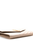 Grain De Poudre Matelasse Chevron Monogram Envelope Clutch Dark Beige