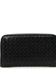 Nappa Intrecciato Zip Around Wallet Black