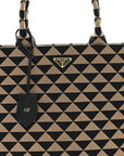 Jacquard Saffiano Triangolo Symbole Embroidered Large Tote Black Corda
