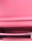 Lambskin Quilted Boy Square Wallet on Chain WOC Pink
