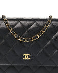 Caviar Quilted Wallet on Chain WOC Black