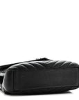 Sheepskin Matelasse Chevron Monogram Monochrome Medium College Bag Black