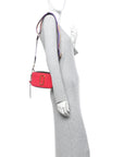 Saffiano Rainbow Strap Color Block Small Snapshot Camera Bag Pink Multicolor