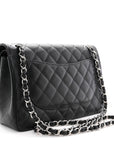 Caviar Quilted Jumbo Double Flap Black