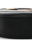 Grained Calfskin Web Mini Ophidia Round Shoulder Bag Black