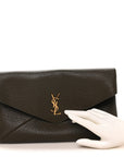 Grained Lambskin Large Cassandre Envelope Pouch Light Musk