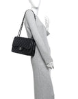Lambskin Quilted Jumbo Double Flap Black