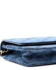 Denim Printed Wallet On Chain WOC Dark Blue