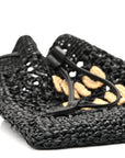 Raffia Crochet Drawstring Pouch Black Naturale