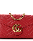 Calfskin Matelasse GG Marmont Chain Wallet Hibiscus Red