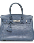 Matte Porosus Crocodile Birkin 30 Bleu Brighton