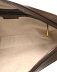 GG Supreme Monogram Textured Dollar Calfskin Web Ophidia Wristlet Shoulder Bag Beige Ebony New Acero