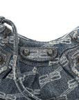 Denim BB Monogram Le Cagole Shoulder Bag XS Blue