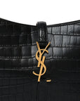 Calfskin Crocodile Embossed Le 5 A 7 Hobo Black