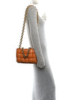 Lambskin Maxi Intreccio Padded Chain Cassette Crossbody Bag Caramel